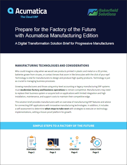 Prepare for the Factory of the Future with Acumatica Manufacturing Edition