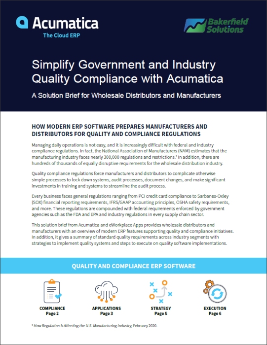 Simplify Government and Industry Quality Compliance with Acumatica